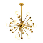 Gold sputnik chandelier shown with adjustable arms