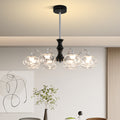 Art glass chandelier hanging in a luxurious kitchen