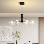 Art glass chandelier hanging in a luxurious kitchen