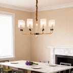 Cluster chandelier in a white bedroom, alternative view