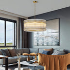 Luxury gold glass shade drum chandelier, product view