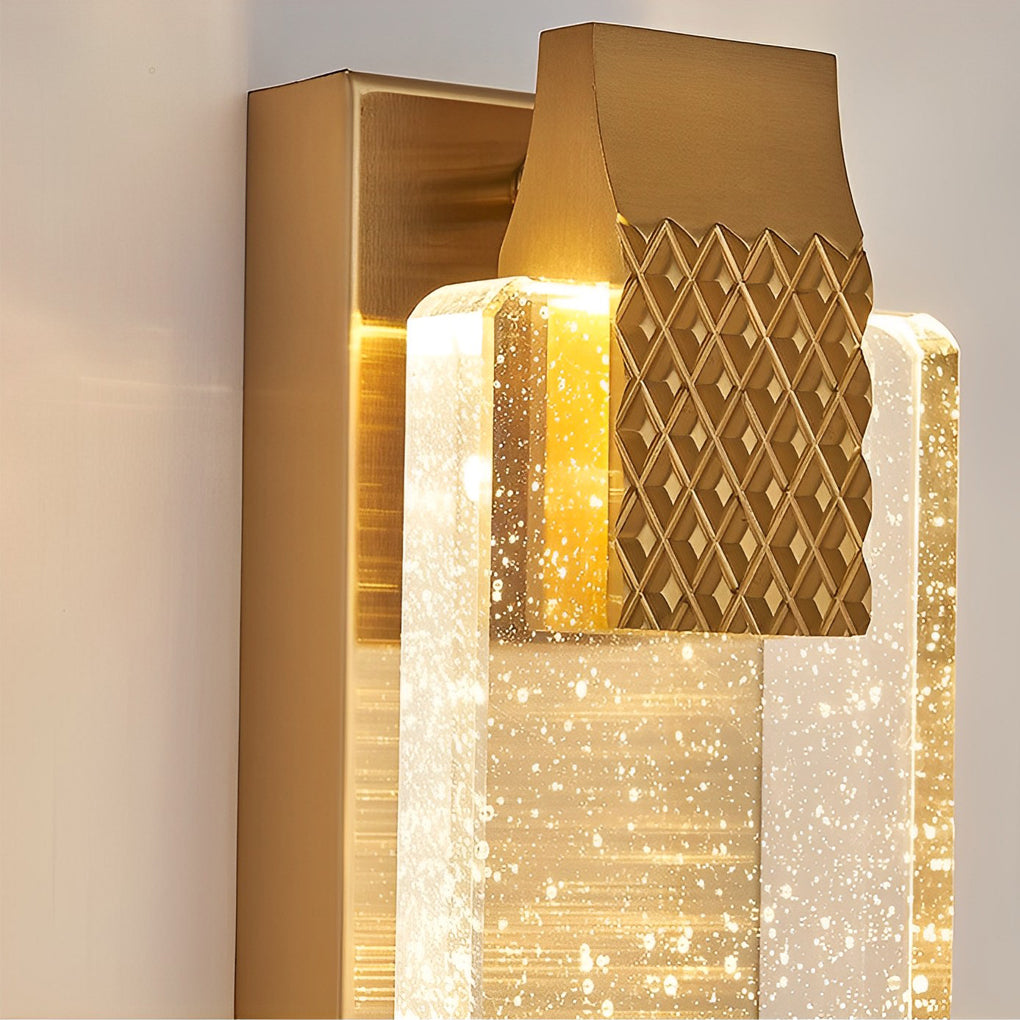 Crystal Linear Wall Light, Luxury Stainless Steel LED Sconce for Living Room and Bedside, Ice Bubble Design in Four Heights