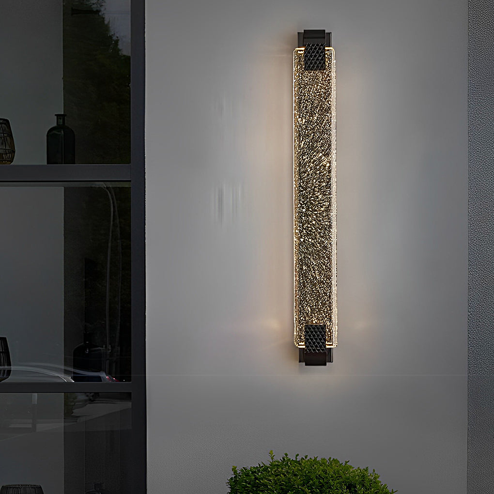 Crystal Linear Wall Light, Luxury Stainless Steel LED Sconce for Living Room and Bedside, Ice Bubble Design in Four Heights