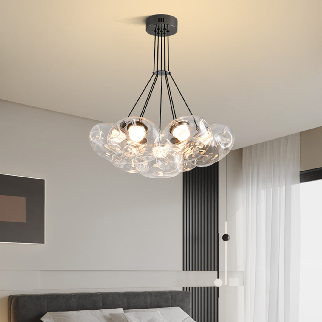 Multi-light chandelier arranged in a luxury residential room
