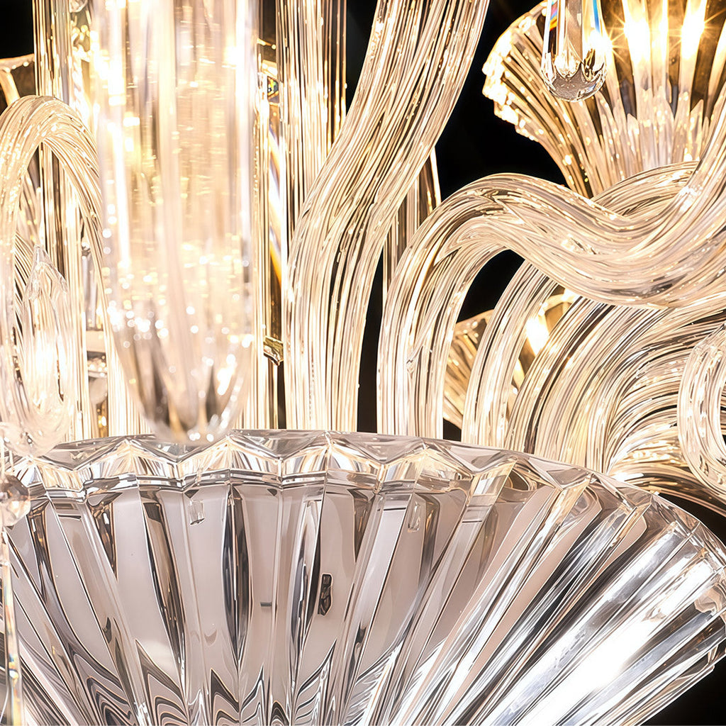 Macro view of the faceted transparent crystal beads