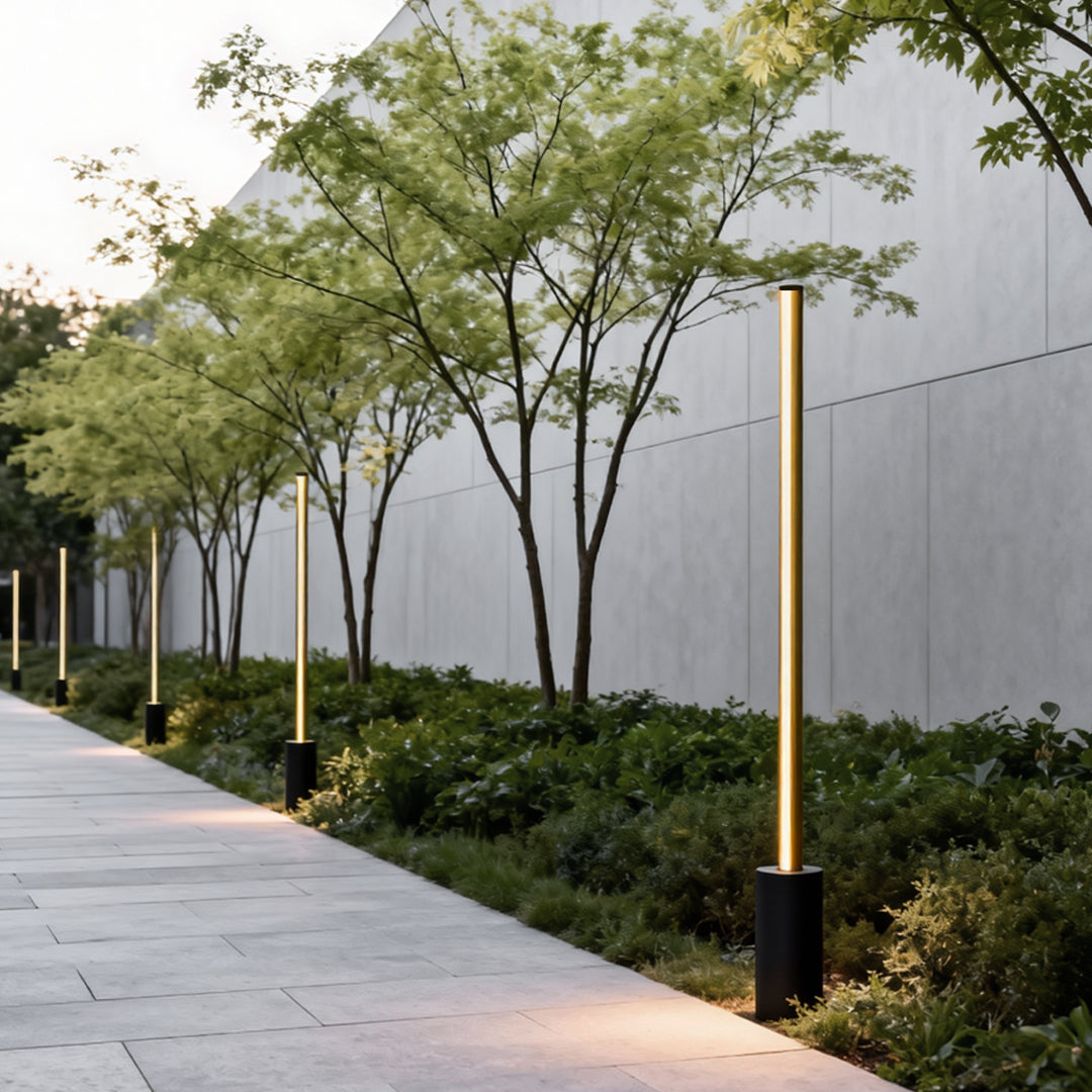 Outdoor LED Floor Lamp, Contemporary Stainless Steel Waterproof Linear Light for Garden Paths and Terraces, Four Heights
