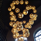 Artistic cluster of geometric metal pendant shades