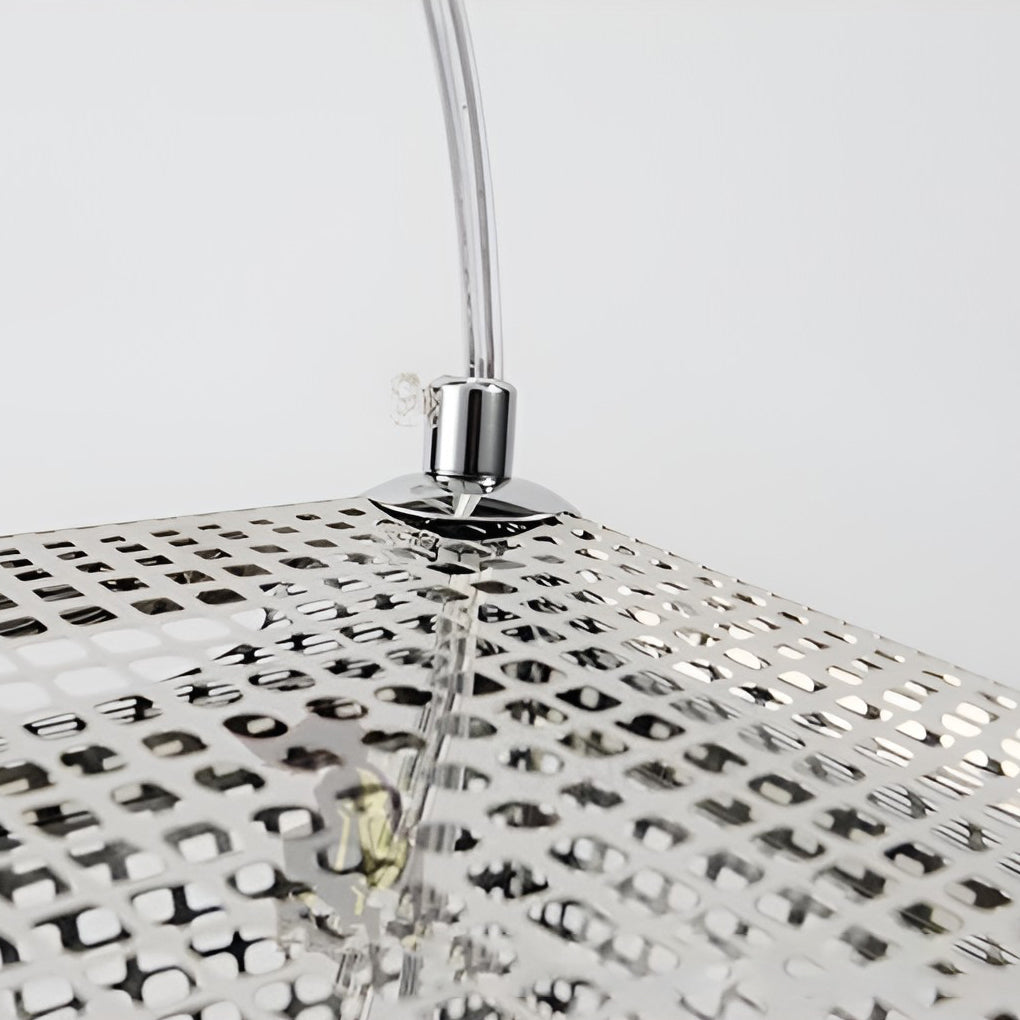 Geometric Metal Pendant Light, Perforated Stainless Steel Ceiling Lamp for Dining Room and Kitchen, Electroplated Metallic Finishes