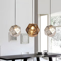 Geometric Metal Pendant Light, Perforated Stainless Steel Ceiling Lamp for Dining Room and Kitchen, Electroplated Metallic Finishes