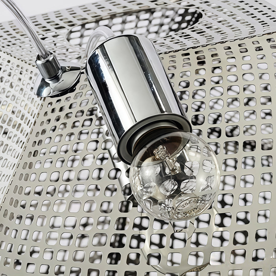Geometric Metal Pendant Light, Perforated Stainless Steel Ceiling Lamp for Dining Room and Kitchen, Electroplated Metallic Finishes