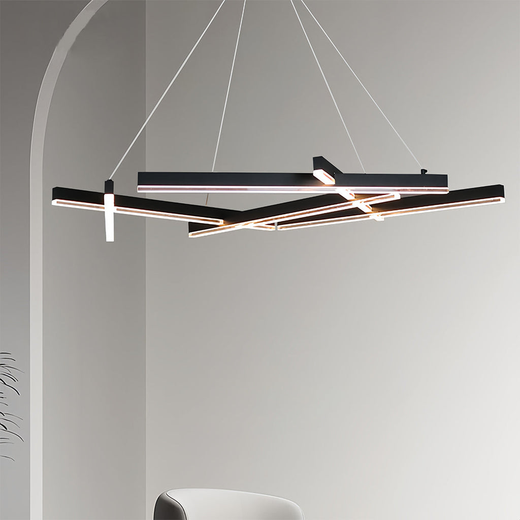 Branch Chandelier, Matte Black Aluminum LED Ceiling Light for Dining Room, Dimmable