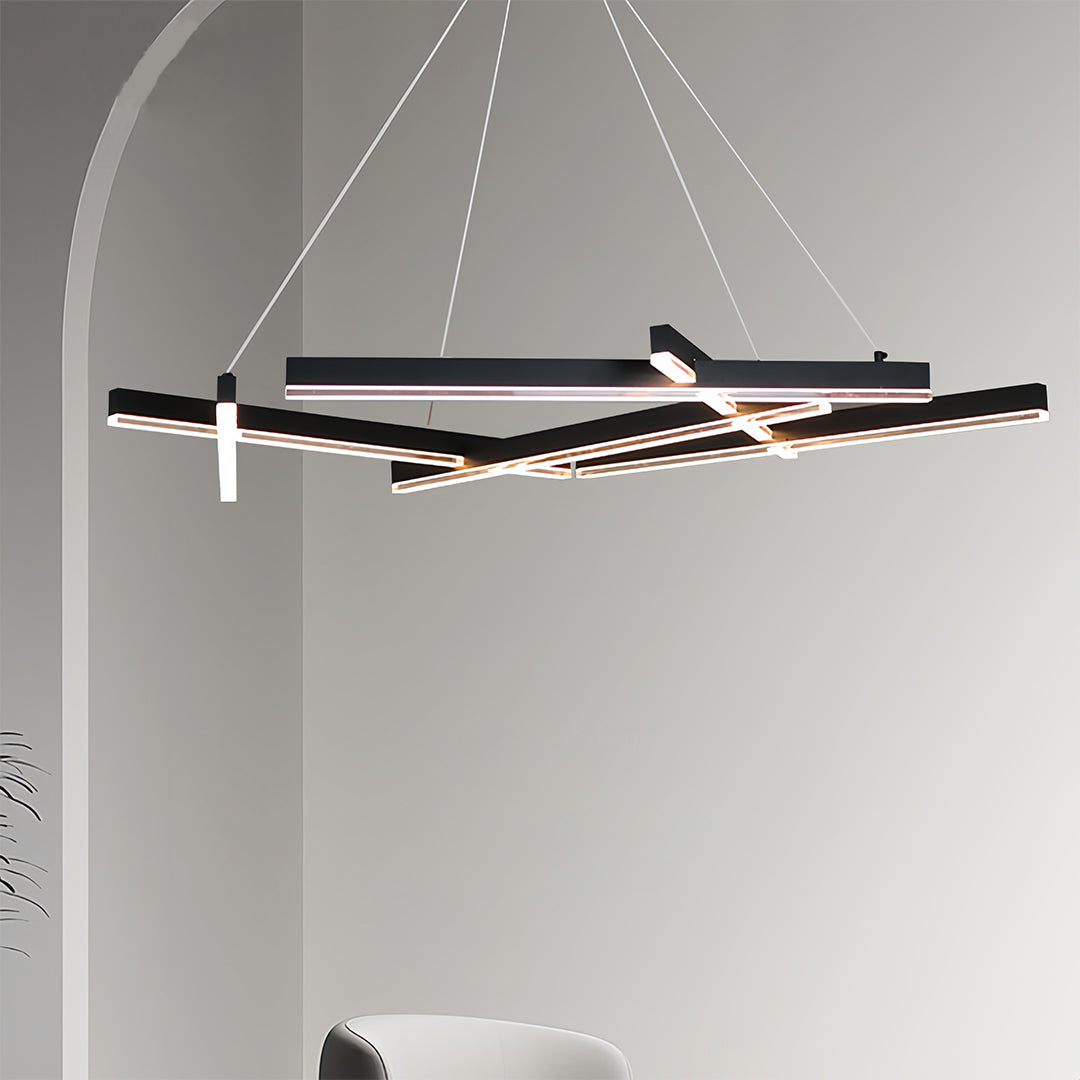 Branch Chandelier, Matte Black Aluminum LED Ceiling Light for Dining Room, Dimmable