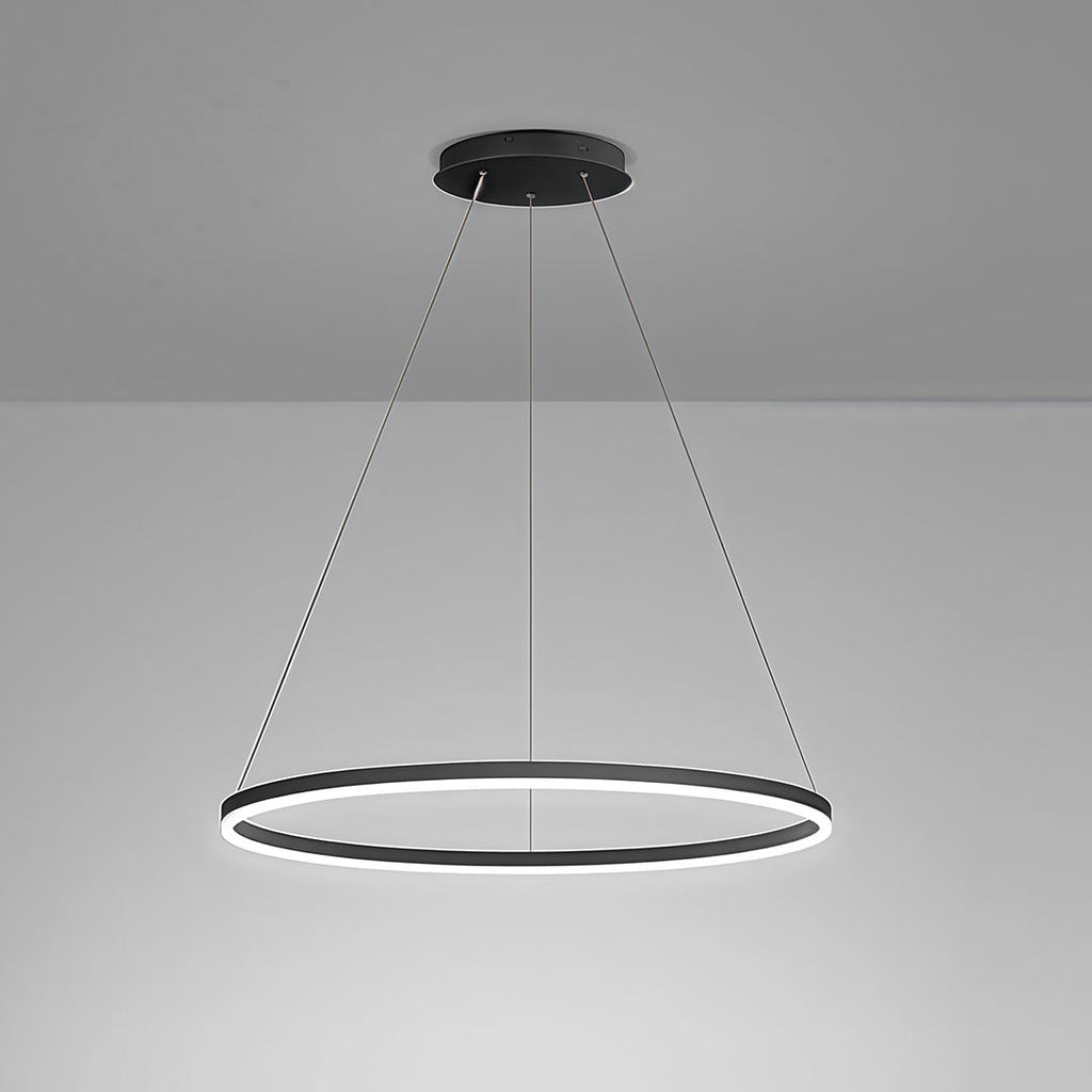 Modern LED Ring Chandelier, Round Halo Ceiling Light for Dining Room and Bedroom, Dimmable Aluminum Circle Pendant in 16, 24 or 31 Inch