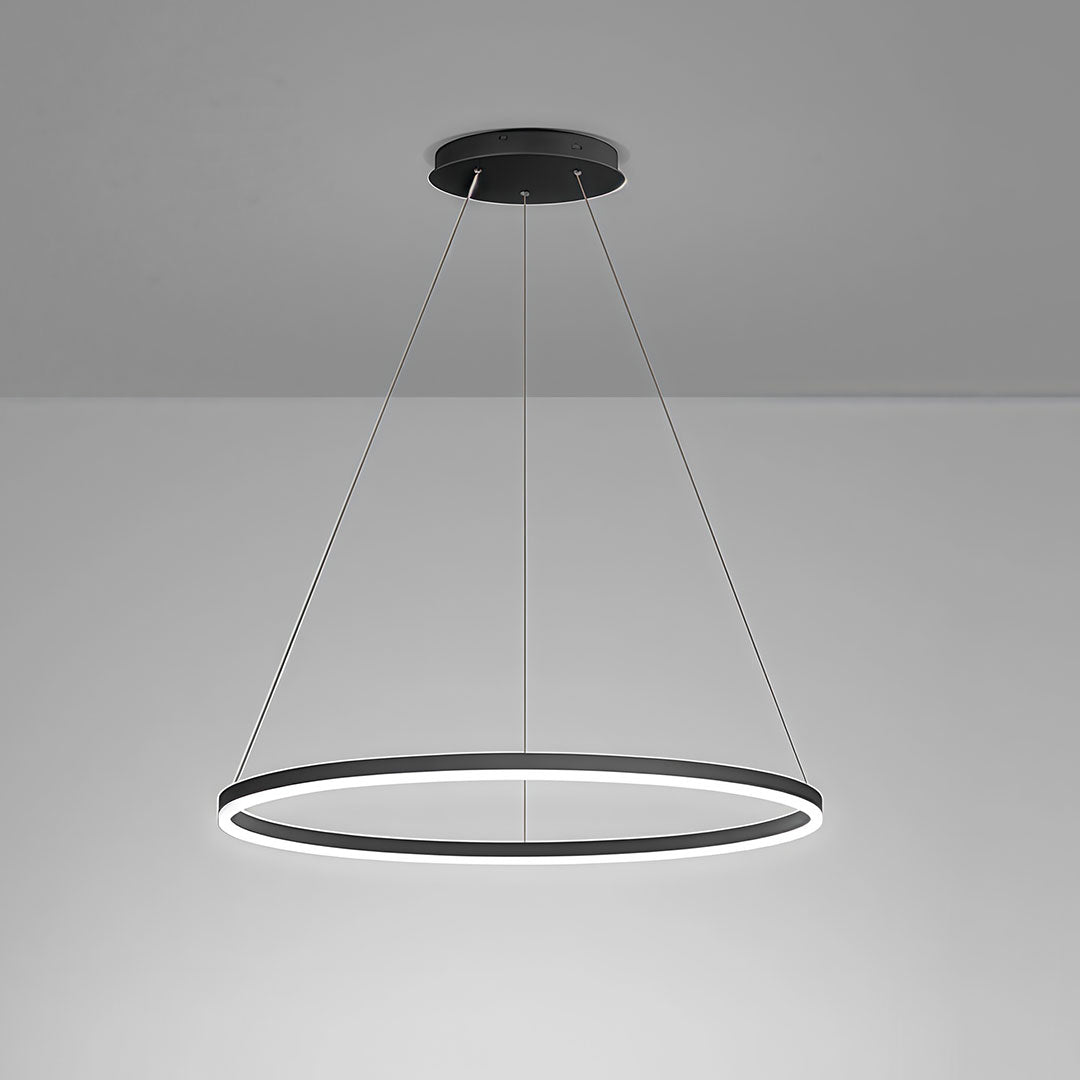 Modern LED Ring Chandelier, Round Halo Ceiling Light for Dining Room and Bedroom, Dimmable Aluminum Circle Pendant in 16, 24 or 31 Inch