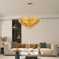 Glass Pendant Chandelier, Iron and Clear Glass Multi-Light Ceiling Fixture for Dining Room