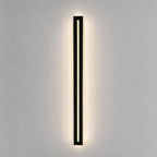 Front view of the minimalist long black wall sconce