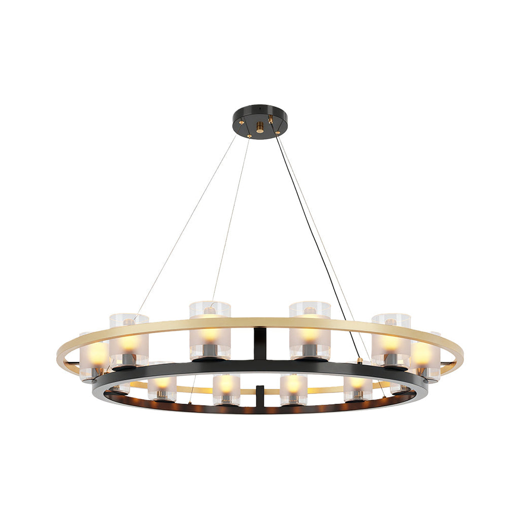 Circular chandelier design in a modern minimalist interior