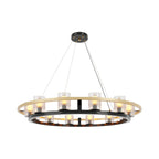 Circular chandelier design in a modern minimalist interior