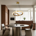 Dual ring chandelier in a minimalist modern interior