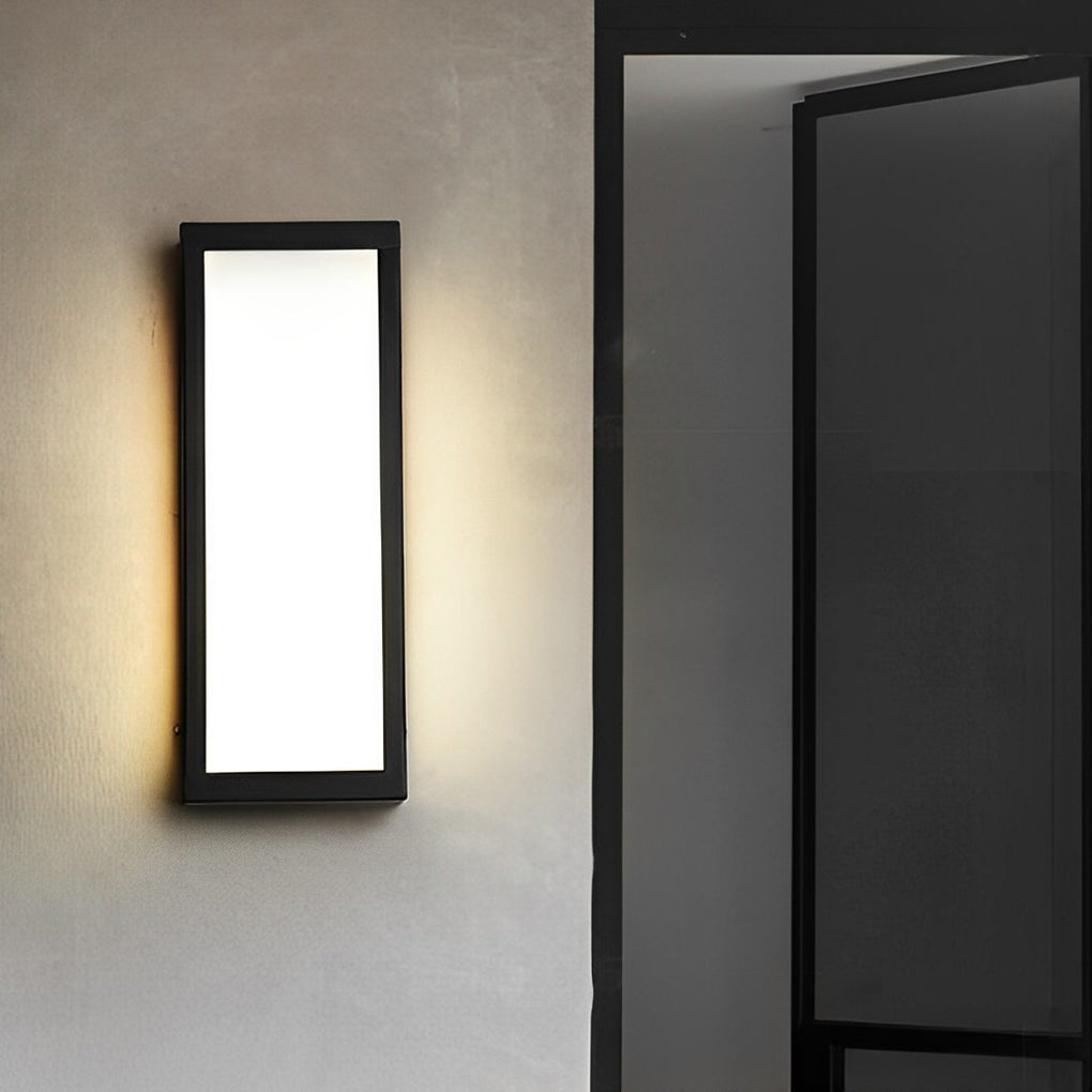 Rectangular Outdoor Wall Light, Modern Matte Black Iron LED Sconce for Facade and Entry Walls, Waterproof in Four Sizes