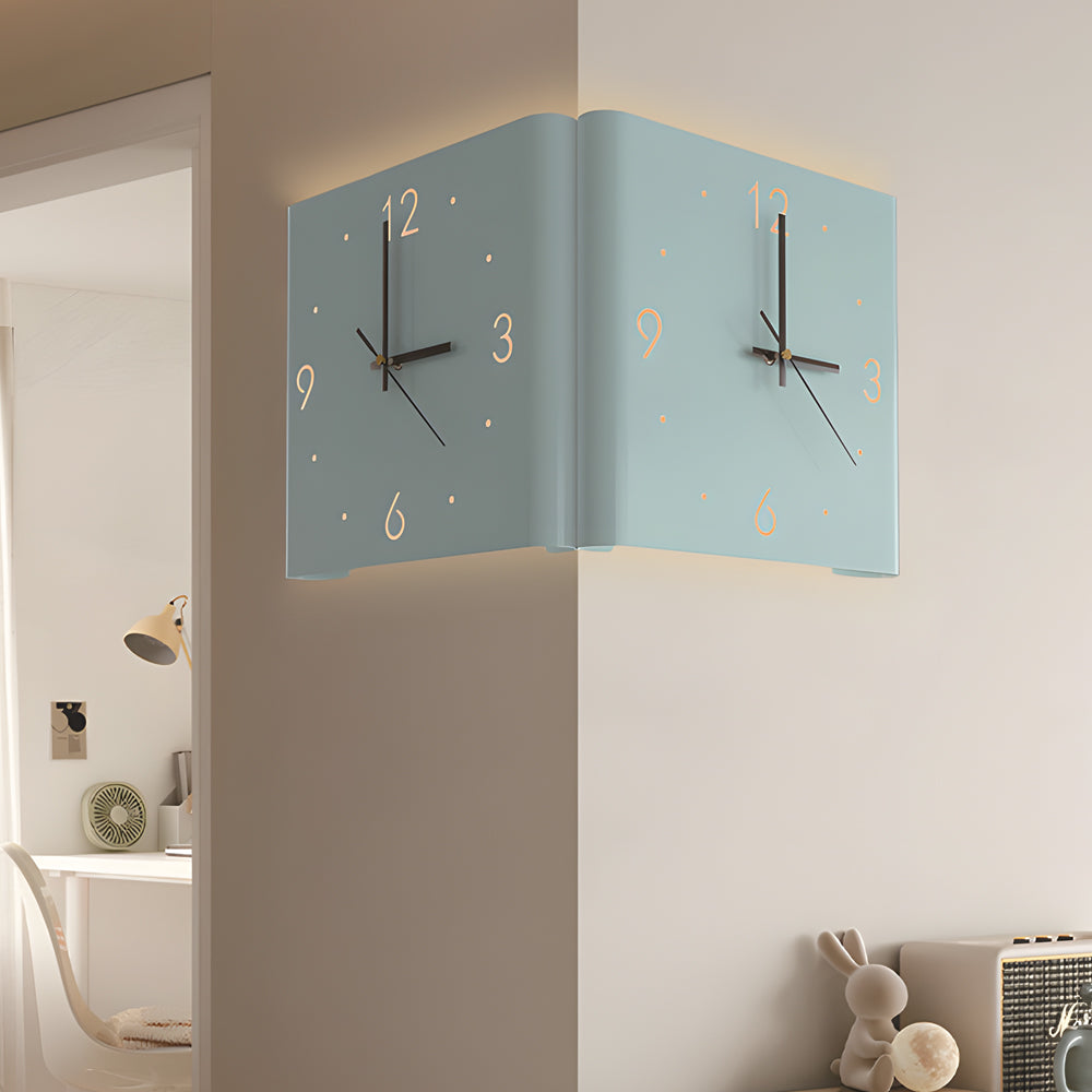 Backlit Wall Clock Lamp, Modern Square Metal and Acrylic Ambient Light for Bedrooms and Studies, Silent Movement with USB Charging