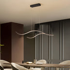 Curved LED Pendant Light, Wavy Linear Chandelier for Kitchen Island and Dining Table, Dimmable Modern Ceiling Light in Black, Gold or Chrome