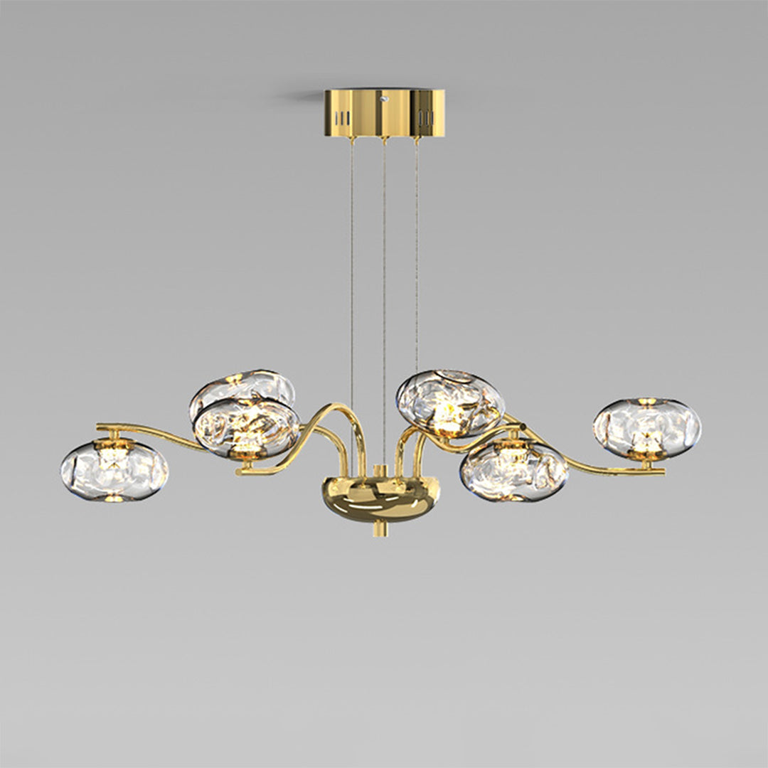 Mixed metal chandelier with artisanal glass bubbles
