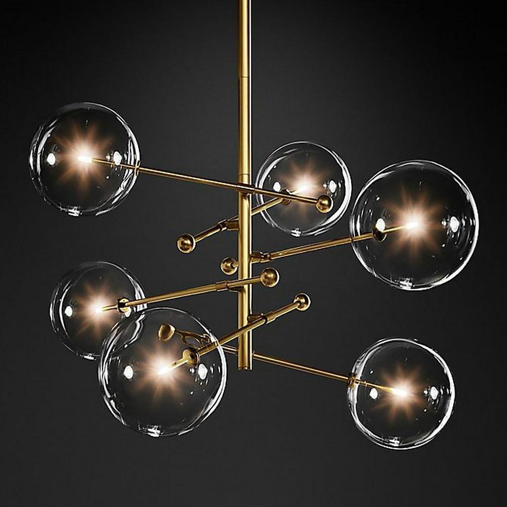Copper geometric globe chandelier, second product view