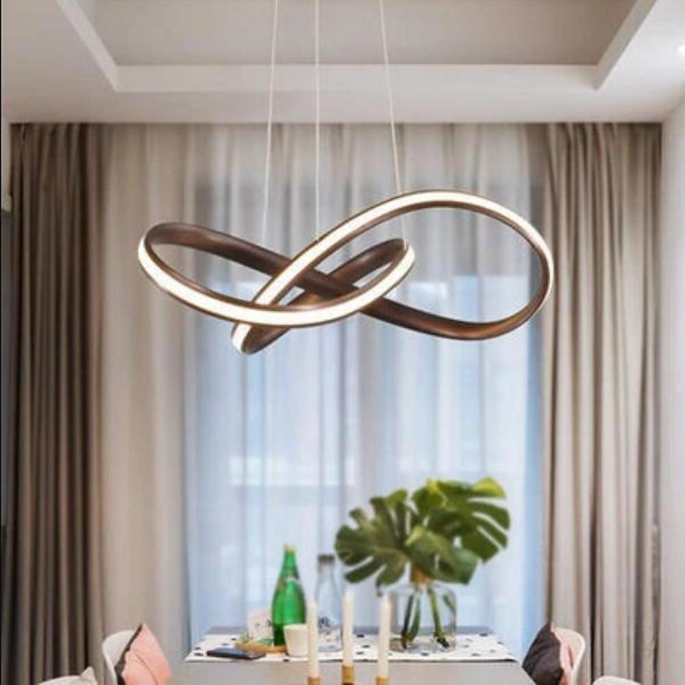 Mobius ring pendant light adding ambiance to a home interior