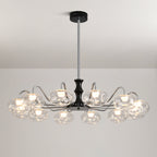 Art glass chandelier with a modern black finish
