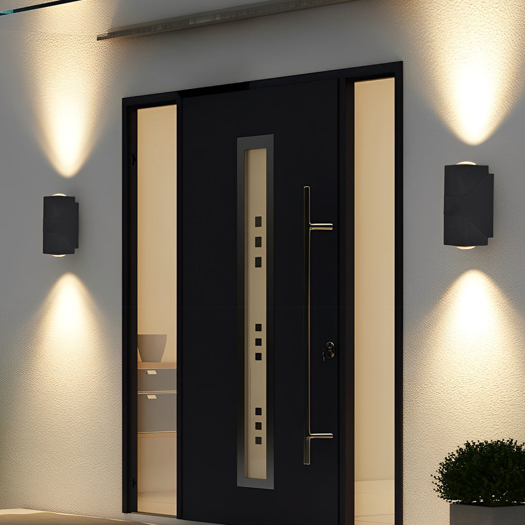 Up Down Outdoor Sconce, Adjustable Waterproof Black Aluminum LED Wall Light for Entrances and Facades, Motion Sensor Option