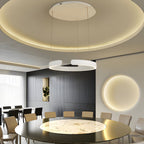 Brushed steel C-shaped ring pendant light, second product view