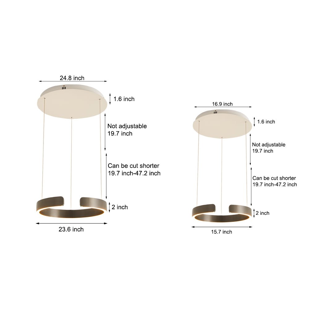 Brushed steel C-shaped ring pendant light, fifth product view