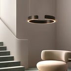 Brushed steel C-shaped ring pendant light, main product view