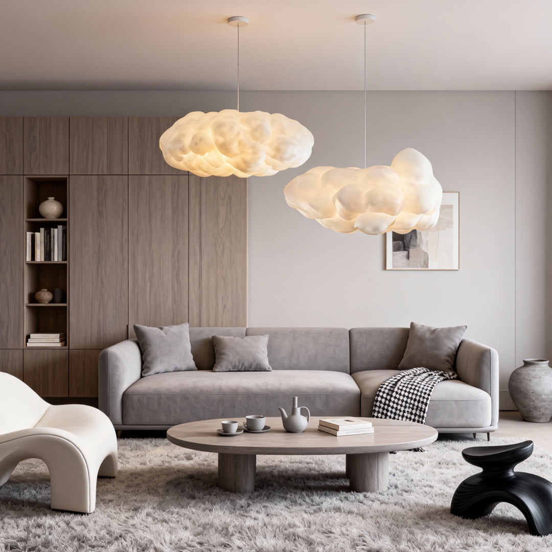 Cloud Pendant Light, Soft Fabric Modern Art Ceiling Fixture for Nurseries, Bedrooms and Playful Interiors, Seven Sizes