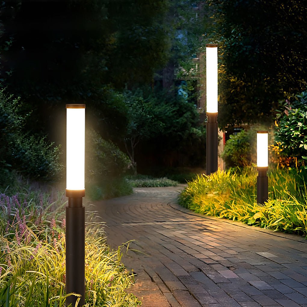 Waterproof pathway bollard light shown in an alternative view
