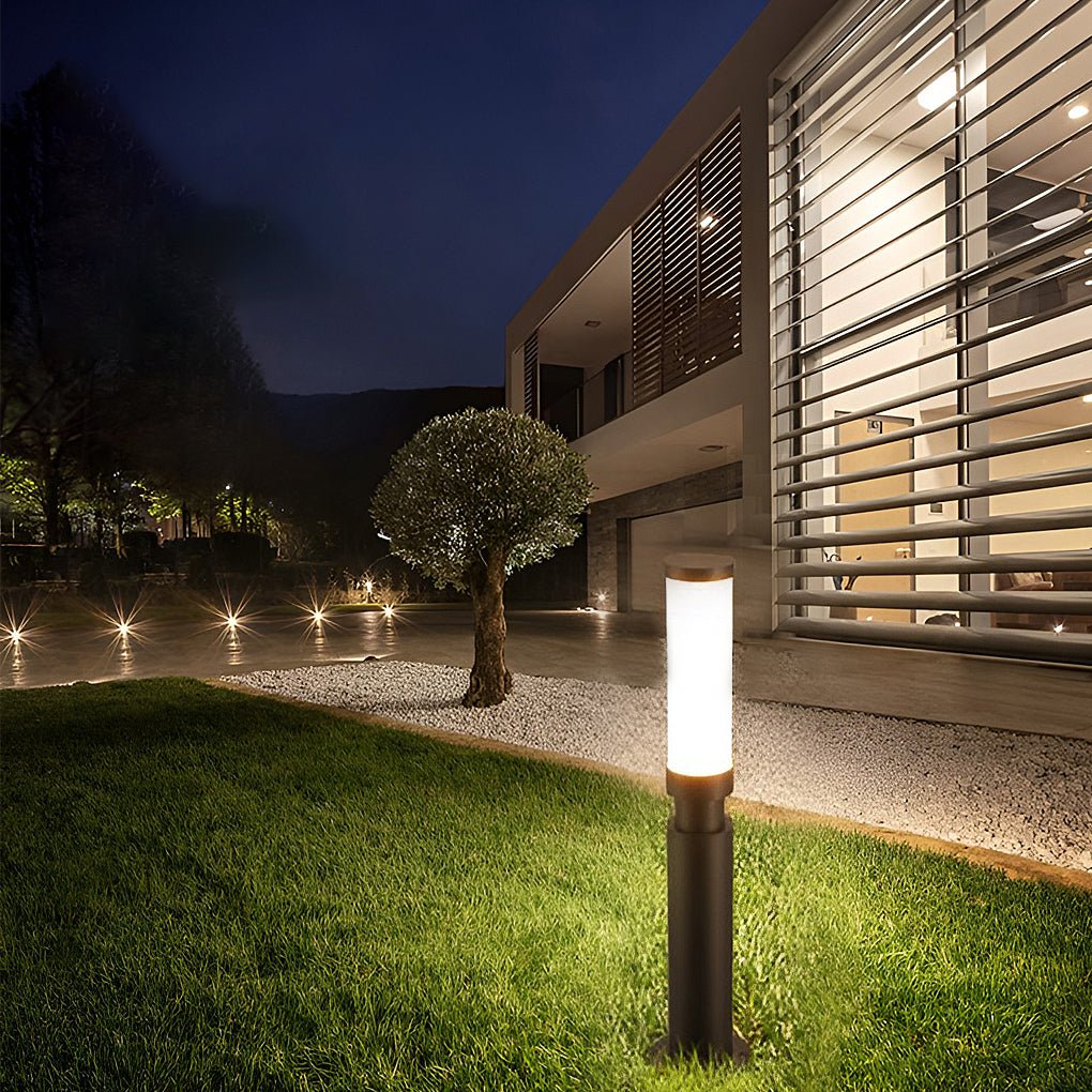 Modern bollard garden light, further view of the fixture