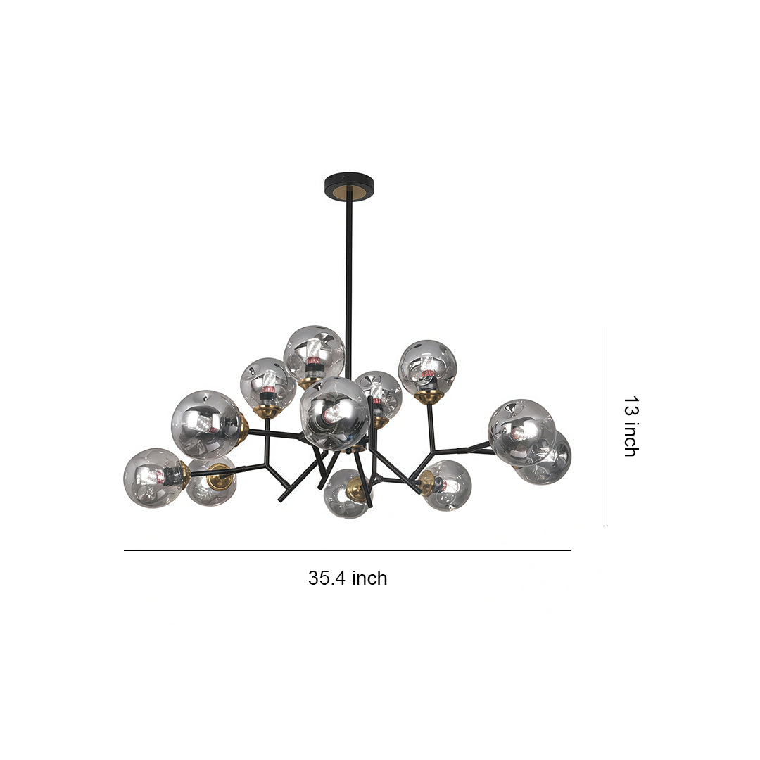 Spherical glass lights on a modern black frame