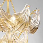 Close-up of the brass and glass leaf detail