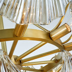 Detail of the brass arms and glass craftsmanship