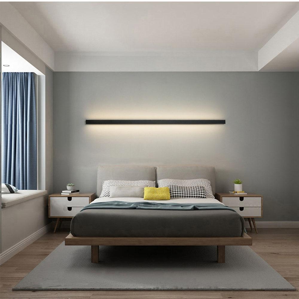 Minimalist Linear Wall Sconce, Slim Black LED Outdoor Light for Facade and Porch, Five Lengths with Dimmable and Tri-Color Modes
