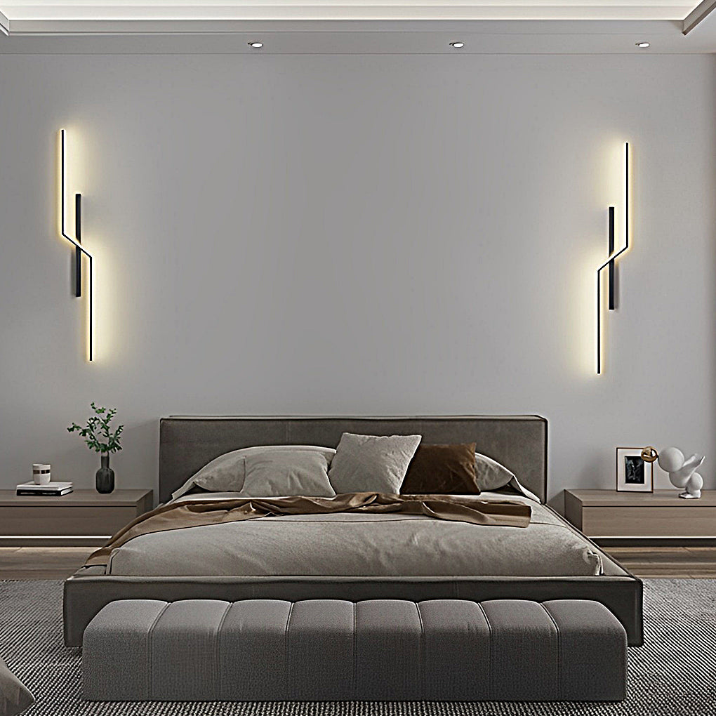 Linear Wall Sconce, Sleek Minimalist LED Wall Light for Hallway and Bedroom, Iron and Aluminum Line Design in Four Lengths