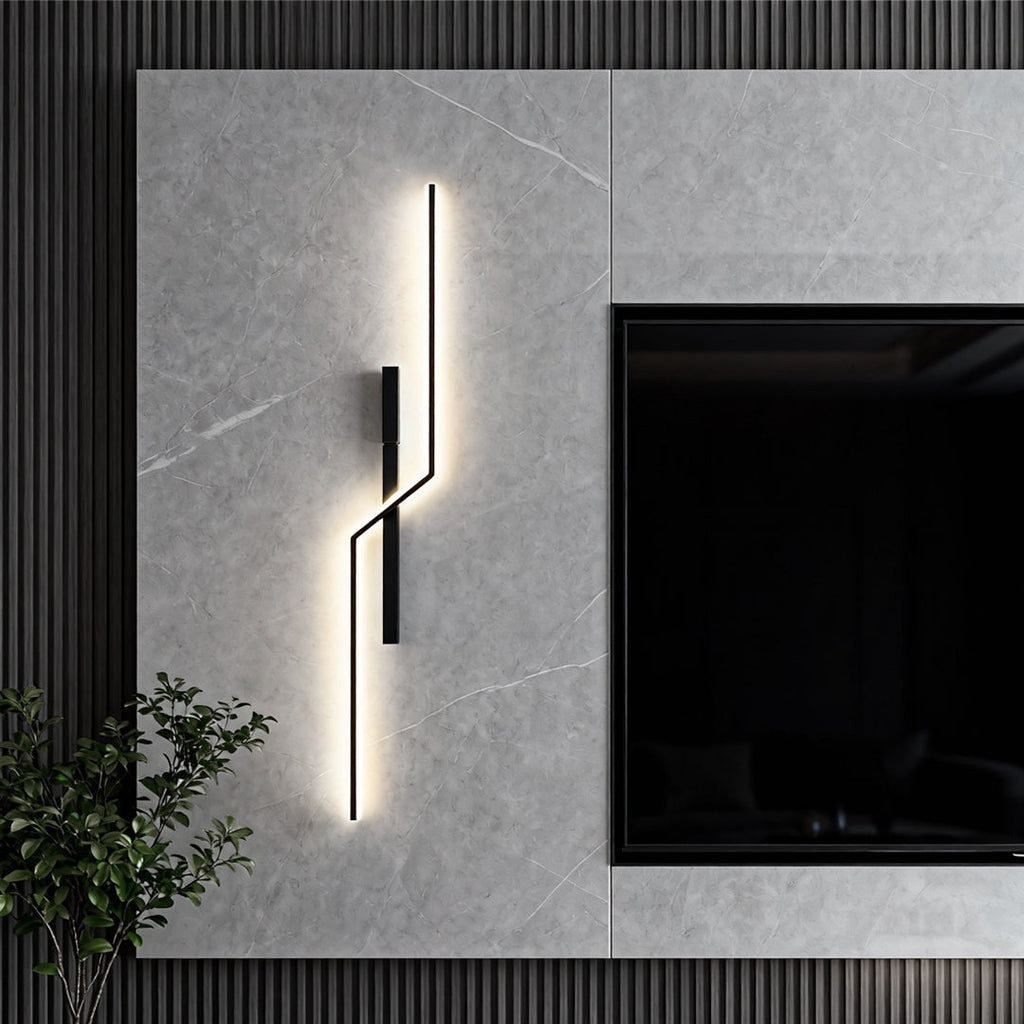 Sleek linear wall sconce on a plain indoor wall