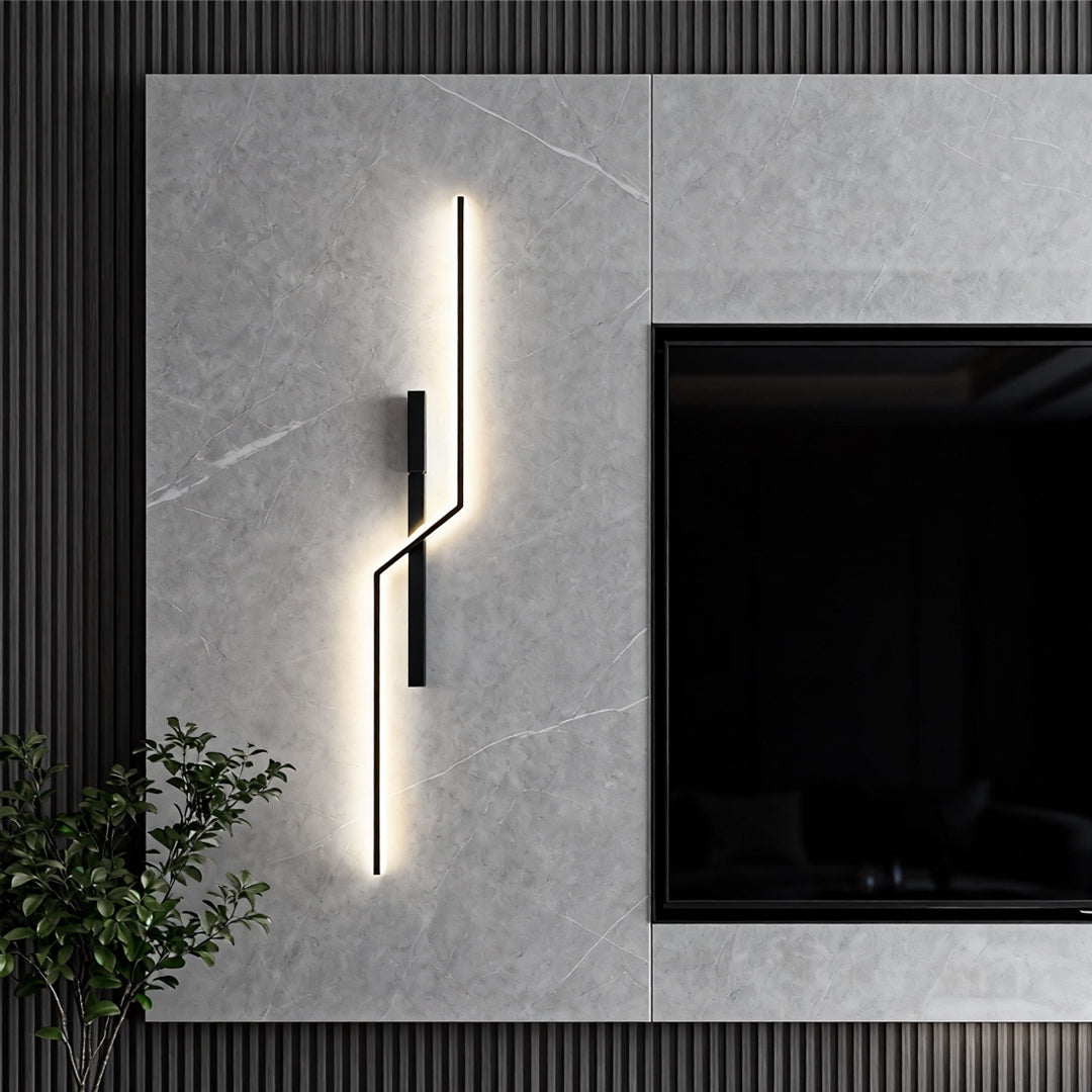 Sleek linear wall sconce on a plain indoor wall