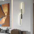 Sleek linear wall sconce accenting a living room wall