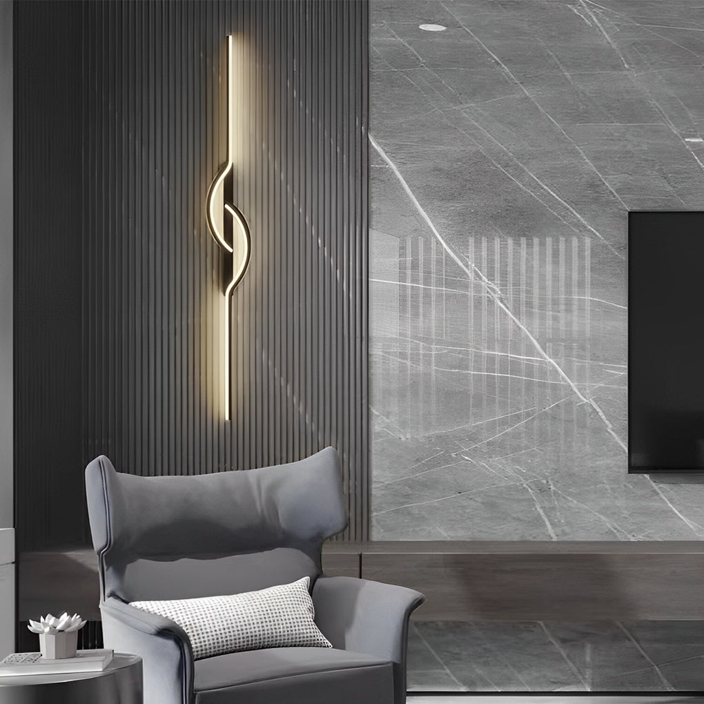 Modern Linear Wall Sconce, Black Aluminum and Silicone LED Bar Light for Hallways and Bedrooms, Dimmable in Five Lengths