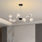 LED chandelier lighting a modern living room