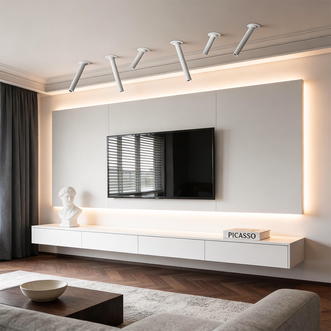Cylinder Surface Spotlight, Slim Aluminum LED Ceiling Tube Light for Galleries and Living Spaces, CRI 90 Narrow Beam Adjustable