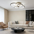 Overlapping ring ceiling light in a modern living room