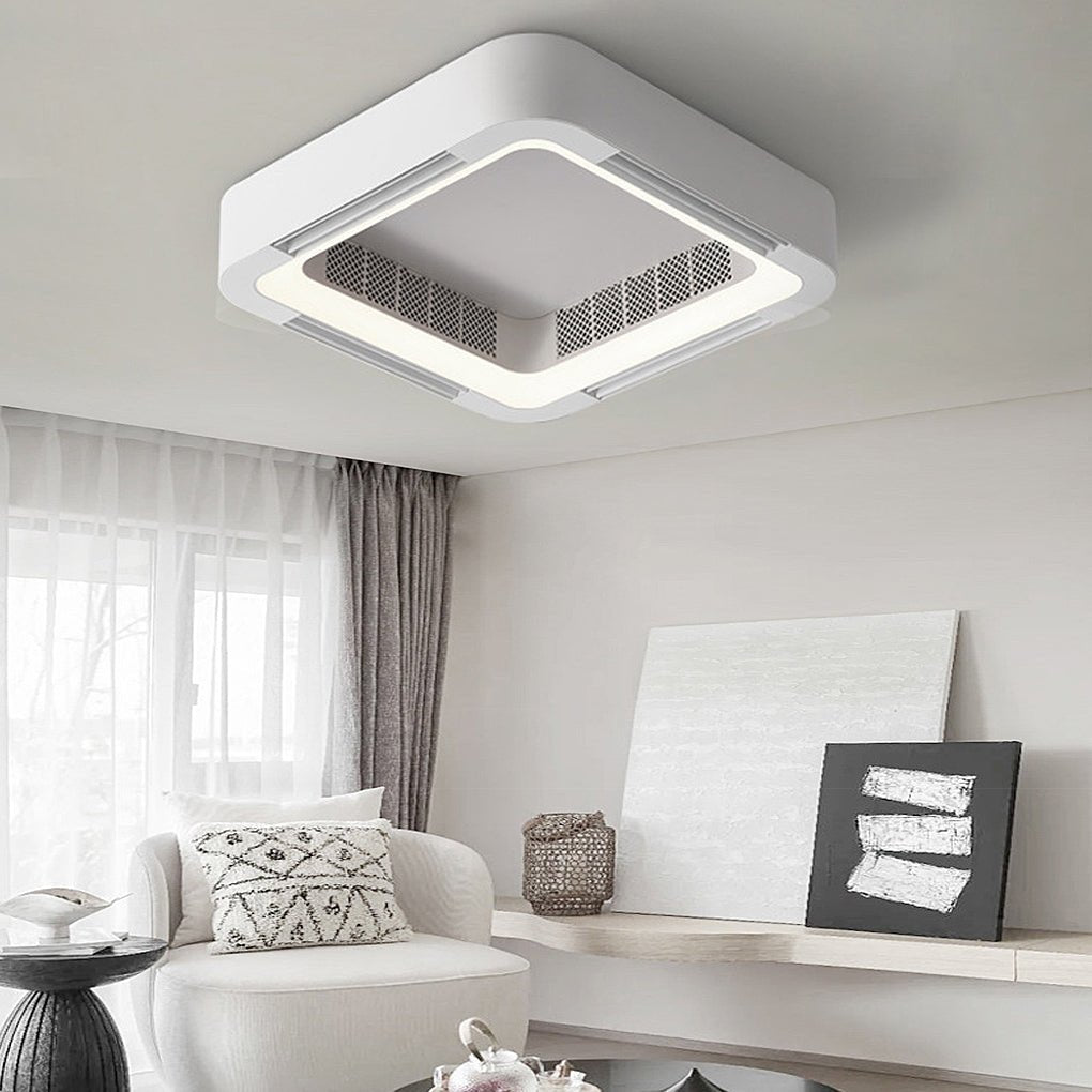 Bladeless ceiling fan with light in a modern living room
